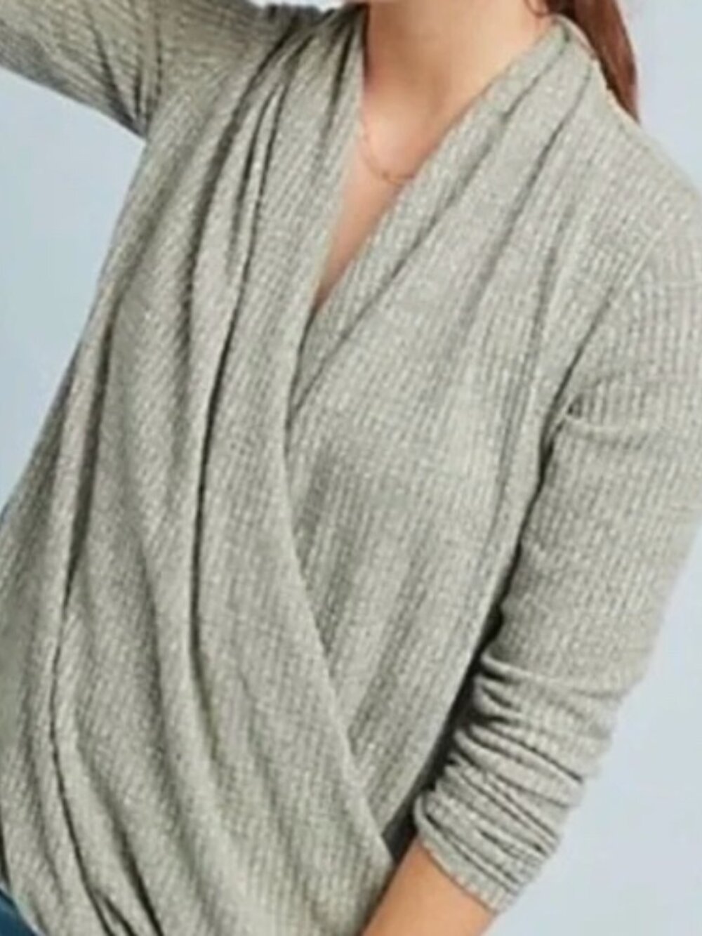 ANTHROPOLOGIE Akemi + Kin Womens Gray Woodruff front Twist Draped Sweater SZ: M